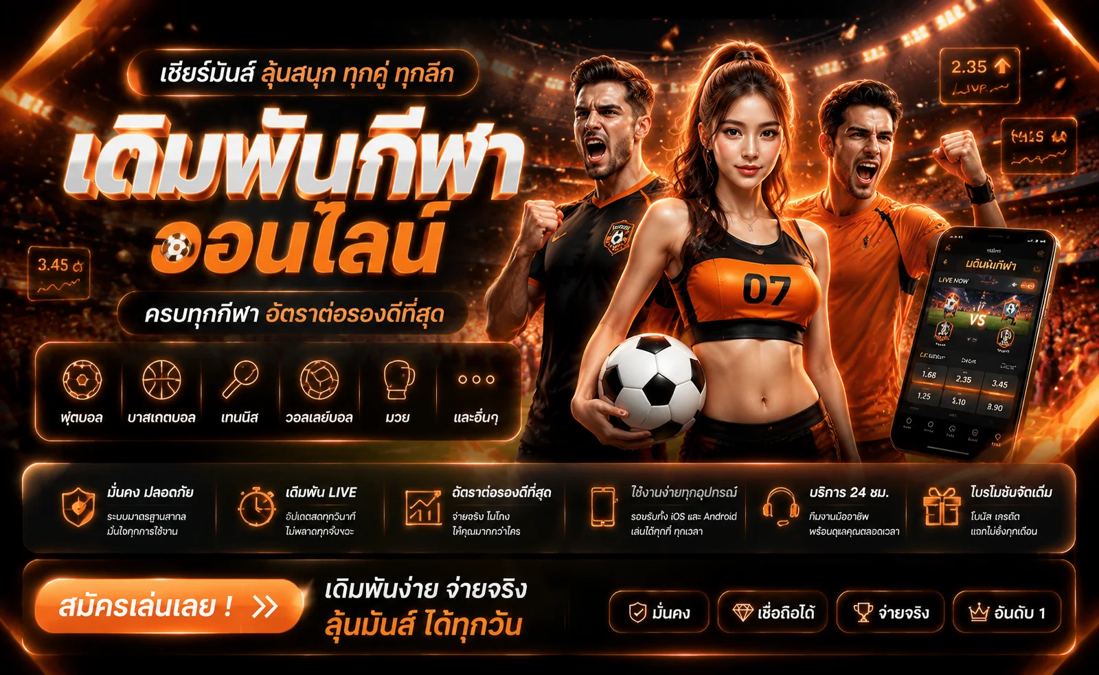 แบนเนอร์หน้าแทงบอลออนไลน์ LuckyGame689 ครบทุกลีก